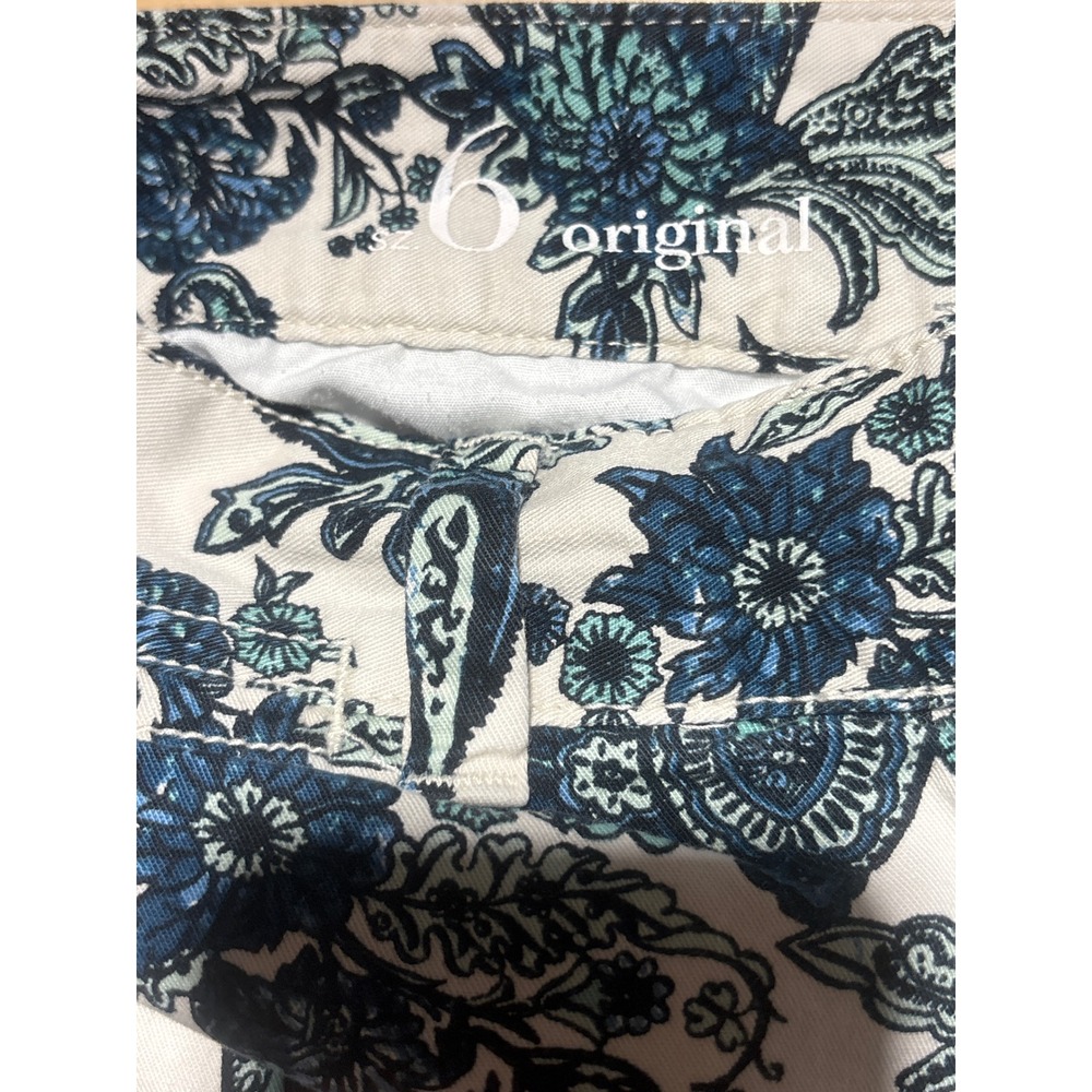 Ann Taylor LOFT Shorts Women's Size 6 Cream Blue Paisley Floral 100% Cotton - Picture 5 of 5